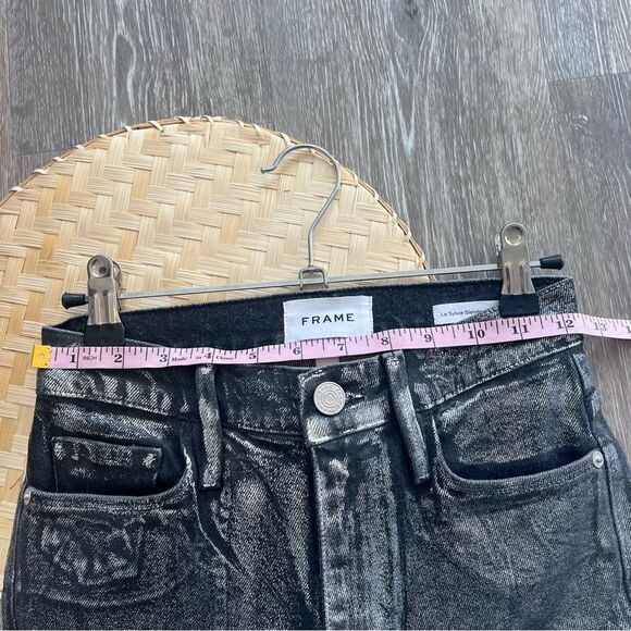 Frame le sylvie slender Straight Jeans in chrome noir Women’s Size 24 - Picture 6 of 8